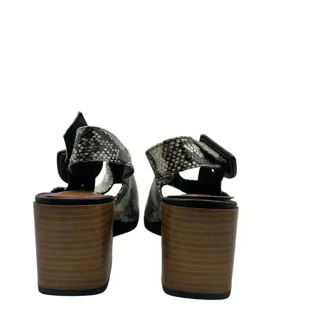 Vince Camuto Sovetta Leather Open Toe‎ Block Heels Snake Embossed Size M 6/6.5 - Picture 7 of 11